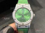 Perfect Replica Hublot Classic Fusion Green Face Stainless Steel Diamond Case 42mm Automatic Watch